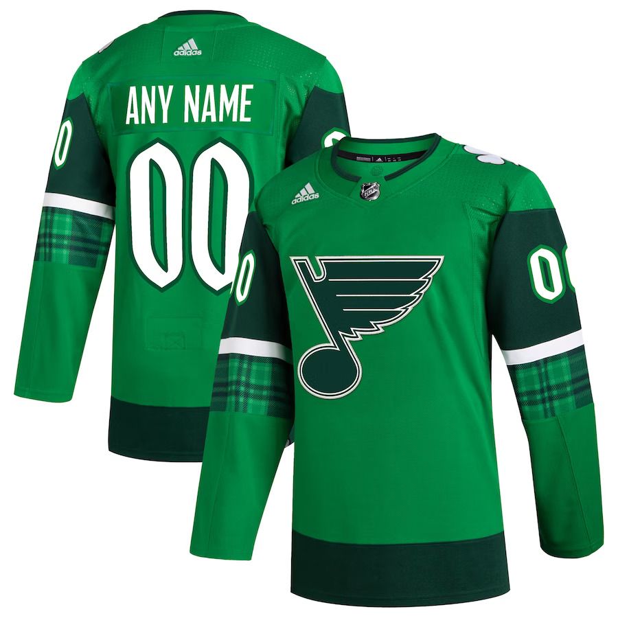 Men St. Louis Blues adidas Kelly Green St. Patricks Day Authentic Custom NHL Jersey